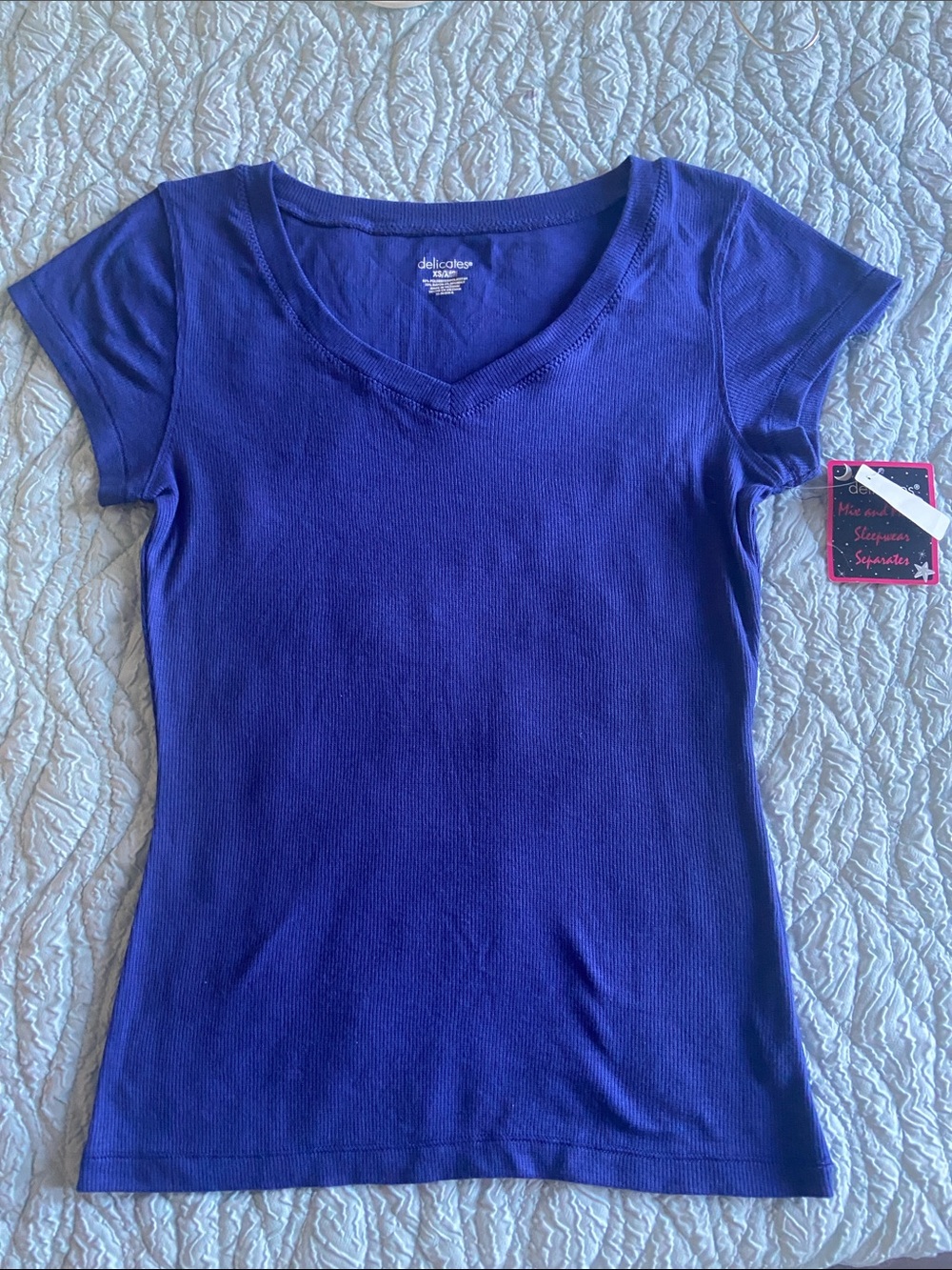 DARK ROYAL BLUE LIGHT V-NECK
SOFT FITTED TEE TOP SHORT SLEEVES VINTAGE